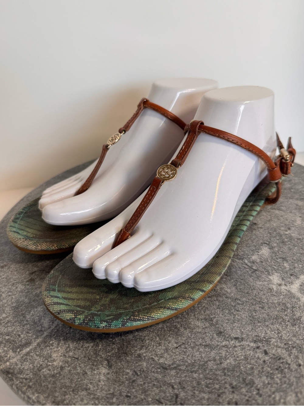 Coach Shirley V Sandals Brown Teal Blue Leather 9.5